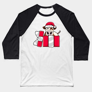 Cute Simmental Cow in Christmas Gift Baseball T-Shirt